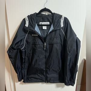 Columbia Mens Black Hooded Long Sleeve Windbreaker Jacket Size Medium Packable